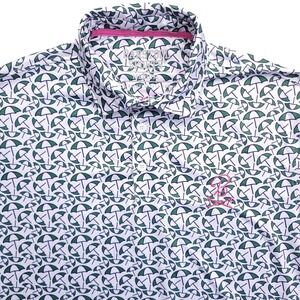 Barstool Sports Golf Polo Shirt Medium Umbrellas All Over Print Stretch Mens